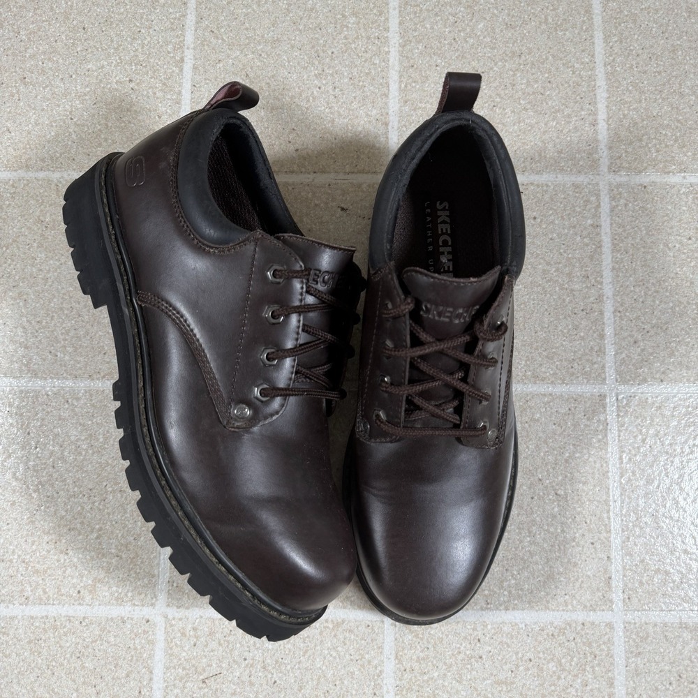 Skechers Mens Brown Leather Tom Cats Boots Utility Shoes Brown 11 Grunge Chunky